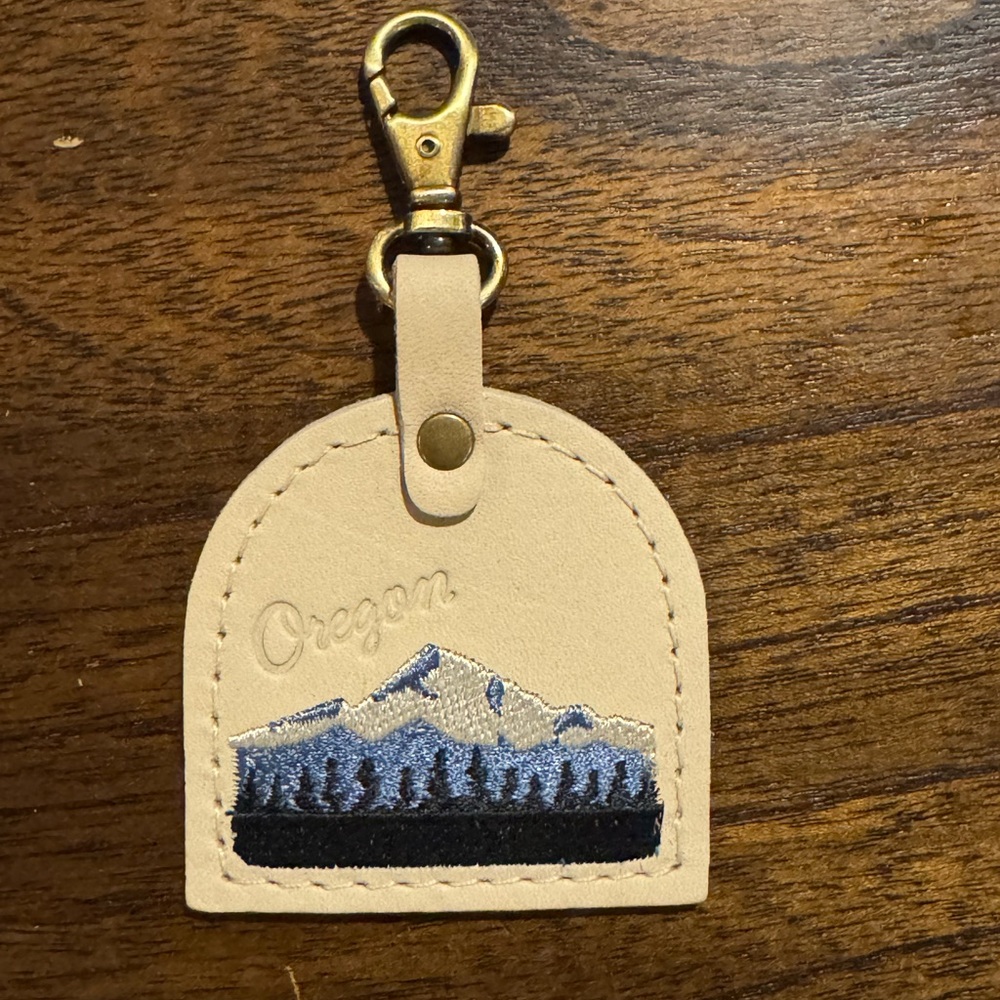 Portland Leather Bone(?) Keychain with Brass Clasp